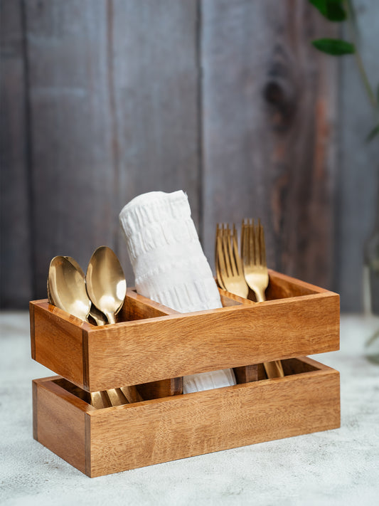 Spaced Wooden Cutlery Stand