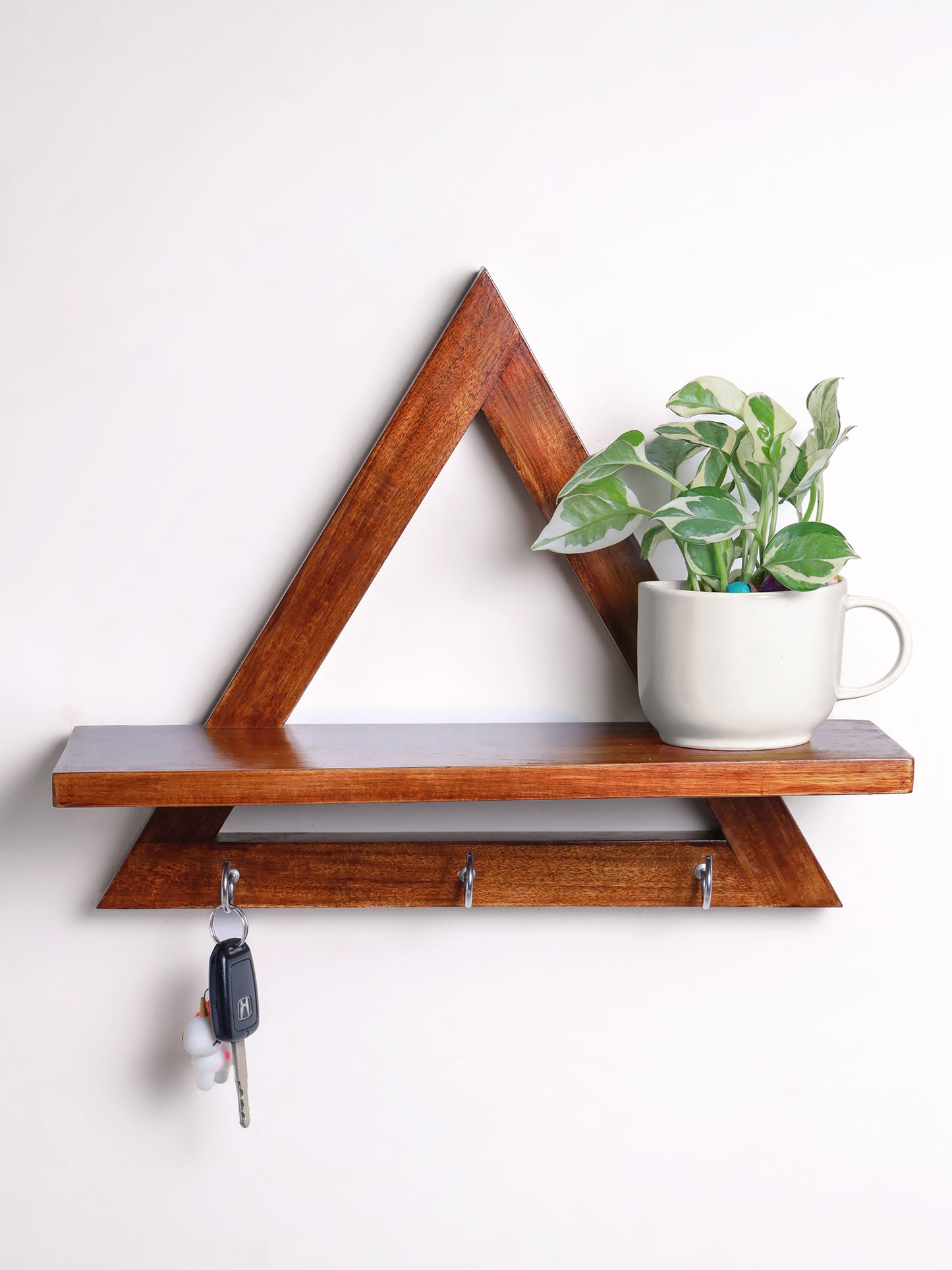 Triangle Wall Shelf and Key Holder